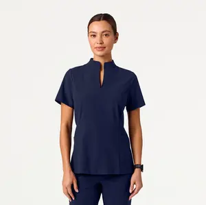 JAANUU Aria Fit & Flare UltraLITE Scrub Top, Lightweight Breathable Stretch Fabric, Water-Repellent, Wrinkle-Resistant, Comfortable & Flexible Medical Wear Workwear Slit Womenswear Feminine Pockets Clothes