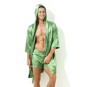 Fashion Men Robes Brand Sexy Ice Silk Men Bathrobe Sleepwear Short Sleeve Bath Robe Sleep Lounge