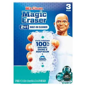 Mr. Clean Magic Eraser Dawn Ultra Foamy Fresh Scent All Purpose Cleaner Sponge (3 CNT), 2-in-1 Eraser with Dawn Power, Cuts Grease and Grime with 95% Less Scrubbing, All Purpose Foaming Cleaner for Soap Scum, Counters, and 150+ Messes, Fresh Scented.