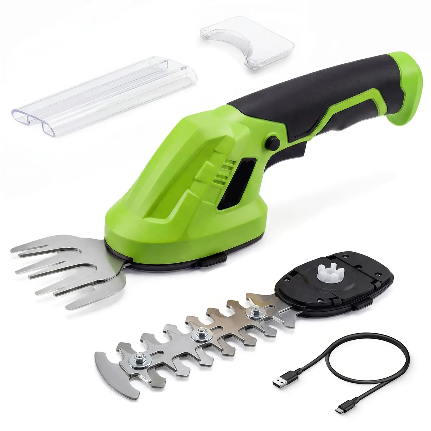 2-in-1 Wireless Hedge Trimmer & Grass Shear, 7.2V Electric Handheld Bush & Shrub Trimmer, Lightweight, Brushless, Dual Safety Switch, Type-c Charging