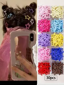 30 Piece Colorful Dopamine Set, Sparkling Star Hair Clips, Cute Princess Headbands, Daily Hair Accessories, School Supplies, Flat Hair Clips, Super Cute Clips