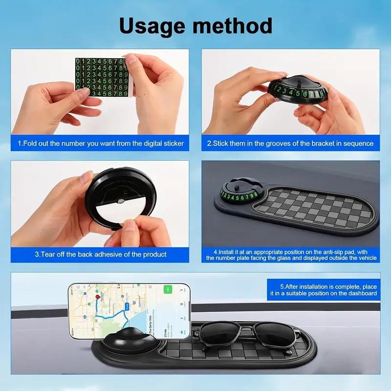 Automotive Anti-slip Pad Car Mobile Phone Stand Dashboard Decorative Pad Mobile Phone Rotary Stand High Temperature Durable High End Square Creative Interior Accessories Car Storage Pad
