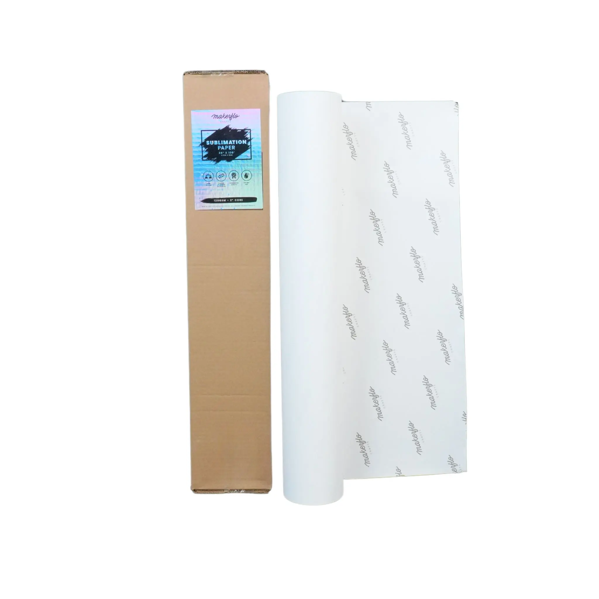 MakerFlo Sublimation Paper Roll 120GSM – High-Quality 100 Foot Roll for Sublimation Printing – Fast Drying, No Cracking, Fade Resistant, for Tumblers, Mugs, Shirts & Sublimation Blanks Vibrant Color Output Smooth Texture Crafting