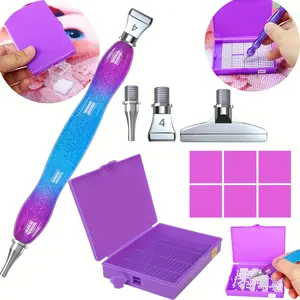 DIY Starry Diamond Painting Tool Set, Diamond Painting Kits, Stainless Steel Threaded Drill Bit Holder, Storage Tray for Rhinestone Art Supplies, Diamond Art Tools