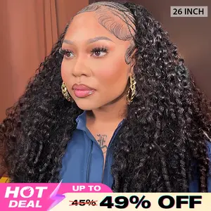 [HALF WIG]CurlyMe Invisible Hairline 250%&300% Density Burmese Curly Glueless Install Half Wig With Adjustable String Beginner Friendly