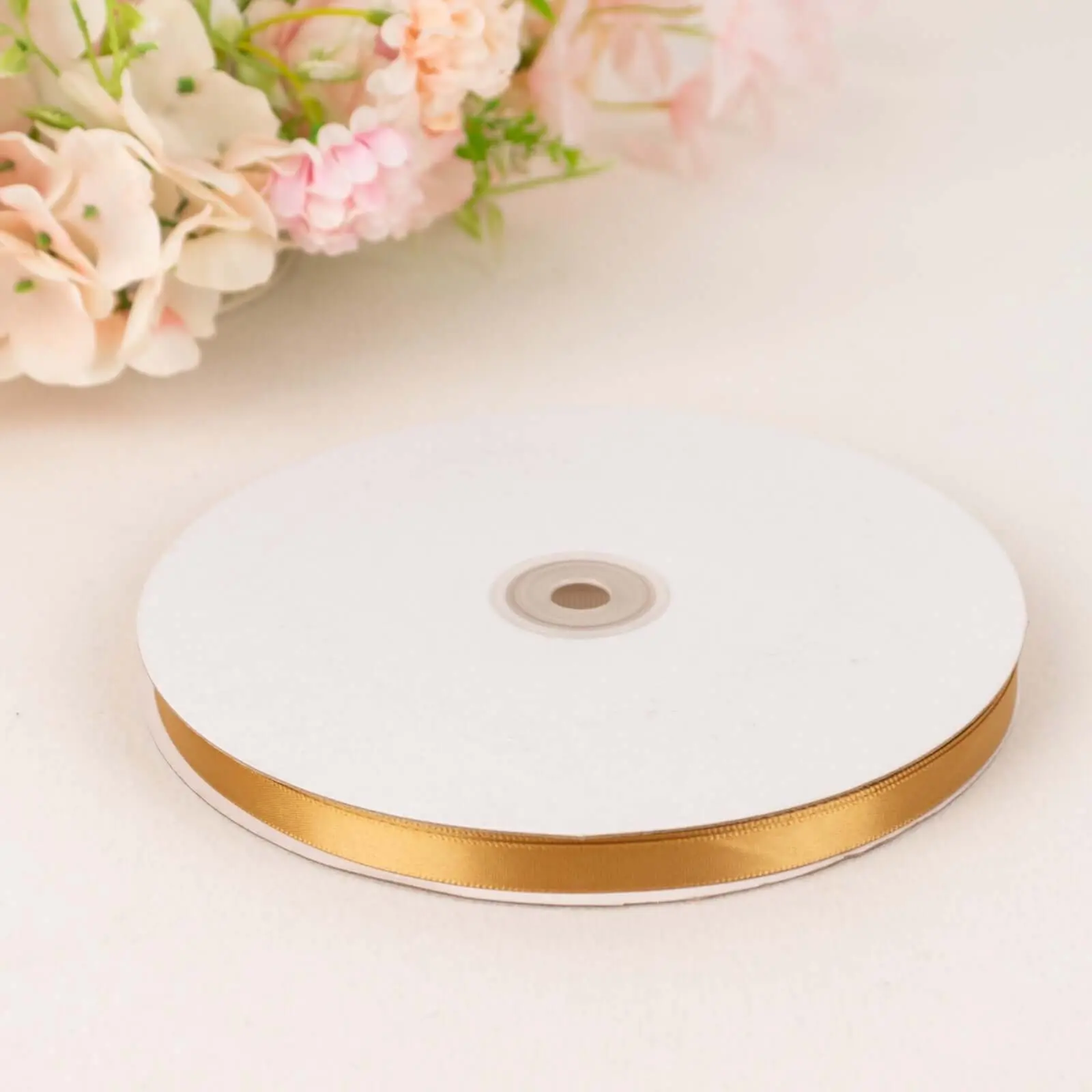100 Yards 3/8" Gold Single Face Decorative Satin Ribbon