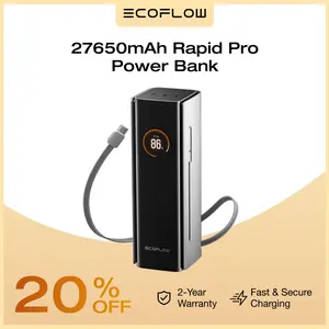 ECOFLOW Rapid Pro Power Bank (27650mAh, 300W Max Output, 140W Built-in Cable), 4-Port Portable Charger, TSA-Approved, Up to 320W Recharge, Compatible with MacBook, iPhone 17/16/15, Galaxy, Laptop
