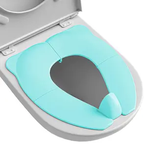 Travel Potty Seat for Toddler & Kid Travel, Portable Foldable Potty Seat with Storage Bag, Non-Slip Potty Training Toilet Seat Cover wth Splash Guard (Aqua Green)