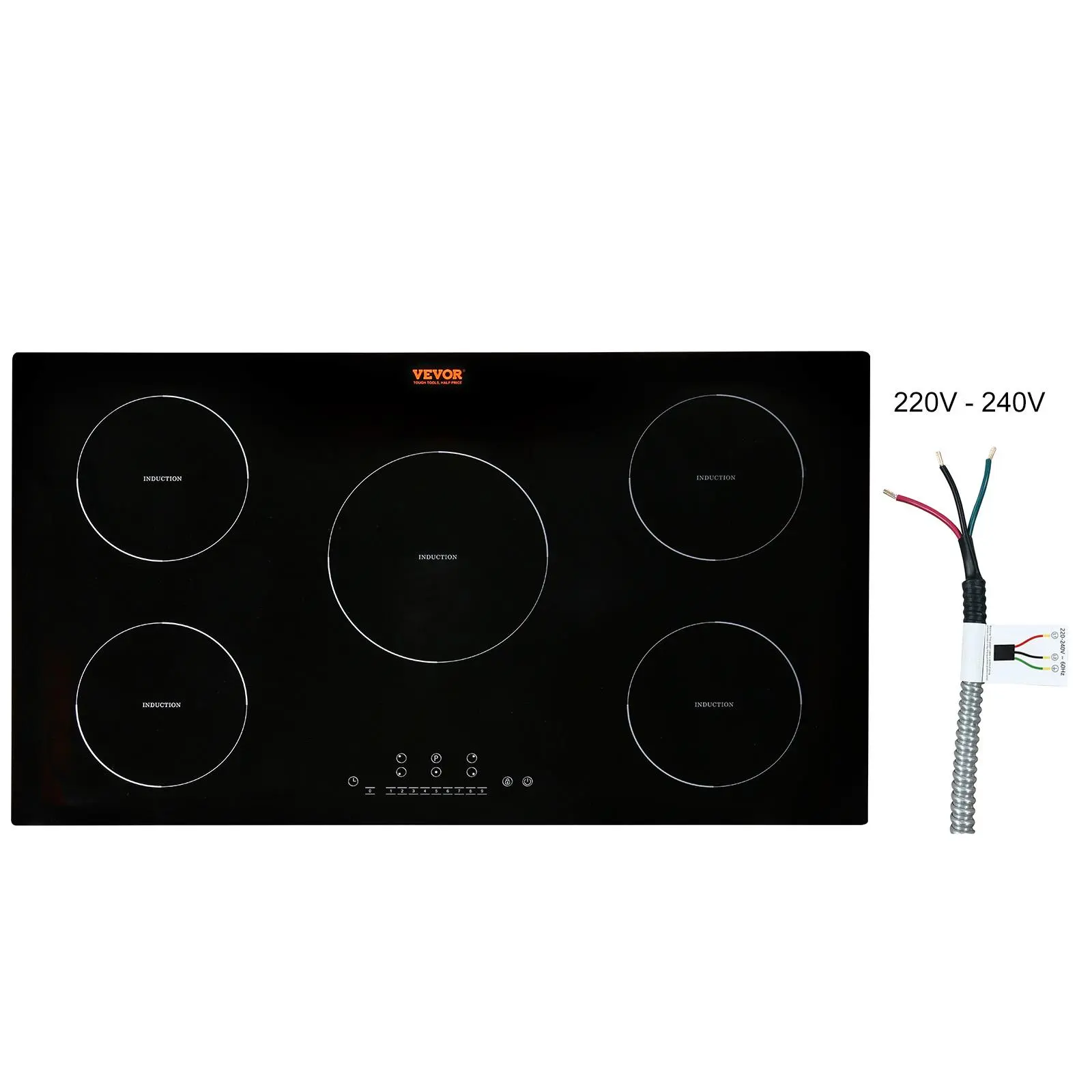 【Summerfinds】VEVOR 36'' Built-in Induction Cooktop5-Burner 9200W Electric Stove Top with Induction Cookware Compatibility9 Heating LevelsLED Touch ScreenChild Lock & Over-Temperature Protection, Multi-Function Induction Hobs