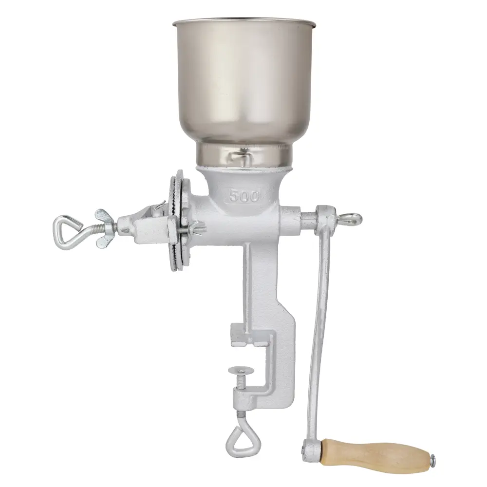 Heavy-Duty Aluminum Alloy Adjustable Manual Grain Grinder, 500-Series Hand Crank Mill, High-Efficiency Portable Kitchen Grinding Tool for Grains
