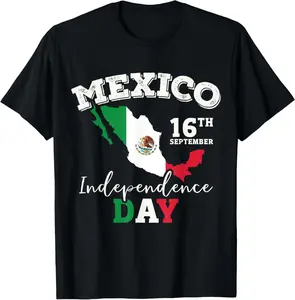 Mexico Independence day 16th september mexican fiesta T-Shirt Pure Cotton Graphic Tees Menswear Top: Gifts for Men & Women