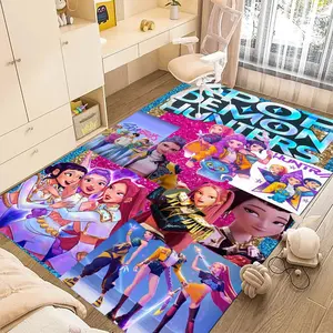 KPop Demon Hunters 76 cartoon print carpet, Decorative Area Rug, home living room, bedroom, office chair under carpet, holiday gift for family and friends, Christmas decoration carpet