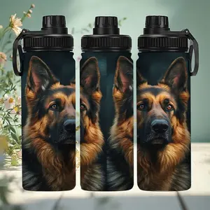1pc 20oz Stainless Steel Insulated Mug, Insulated Flask, Insulated Drinkware, German Shepherd Themed Water Bottle, Vacuum Insulated Tumbler, with handle and leak-proof lid, Keeps drinks hot or cold, suitable for various occasions, birthday/holiday gift