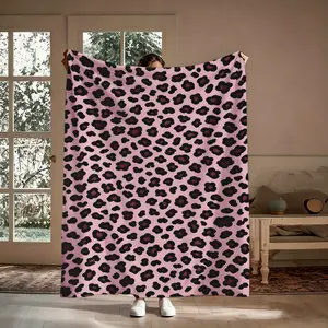 Pink Leopard Print Flannel Throw Blanket, Soft Cozy Cheetah Pattern Blanket, Warm Aesthetic Decor Throw for Couch, Bedroom, Ideal Gift for Teen Girls, Women