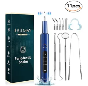Hulmay Water Flosser Tartar Remover for Teeth,Dental Calculus Remover Teeth Cleaning Kit with LED Light & 4 Adjustable Modes Rechargeable, 11 accessories