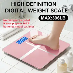 High Definition Digital Bathroom Scale, Large LCD Display, Battery Powered, Max 180kg/396.8lb, Accurate Body Weight Scale, 10.23x10.23 Inch Modern Home Weight Scale (Battery Not Included, No Bluetooth)