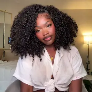 [4C Baby Hair] Menglle Hair Pre Cut 7X6 Kinky Curly Lace Front Wig Human Hair Glueless Wigs Ready To Wear Middle Part Curly Wig 200%/250% Density#Summervibes#TikTokShopStockUp