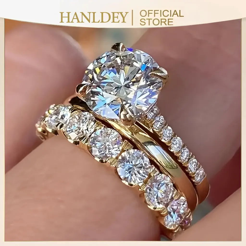 3 PCS Stackable Engagement Rings Set Cubic Zirconia Eternity Bands Wedding Promise Rings Halo Wedding Engagement Promise Eternity Rings for Women