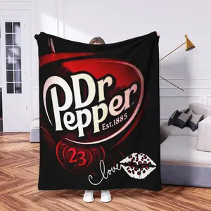 Dr. Pepper Leopard Print Blanket, Lightweight Polyester Throw, Digital Print, Home Decor, Couch, Bedroom, Living Room, Travel, Camping