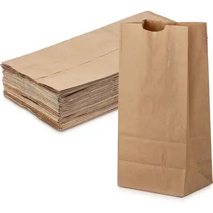 MT Products Brown Paper Bags 8 lb - Disposable Paper Lunch Bags Strong and Durable (Pack of 100) - Made in the USA