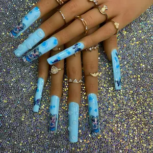 Blue Baddie Bratz Acrylic Press-on Nails | Luxury, Shiny, Smooth, & Strong XXL Nails