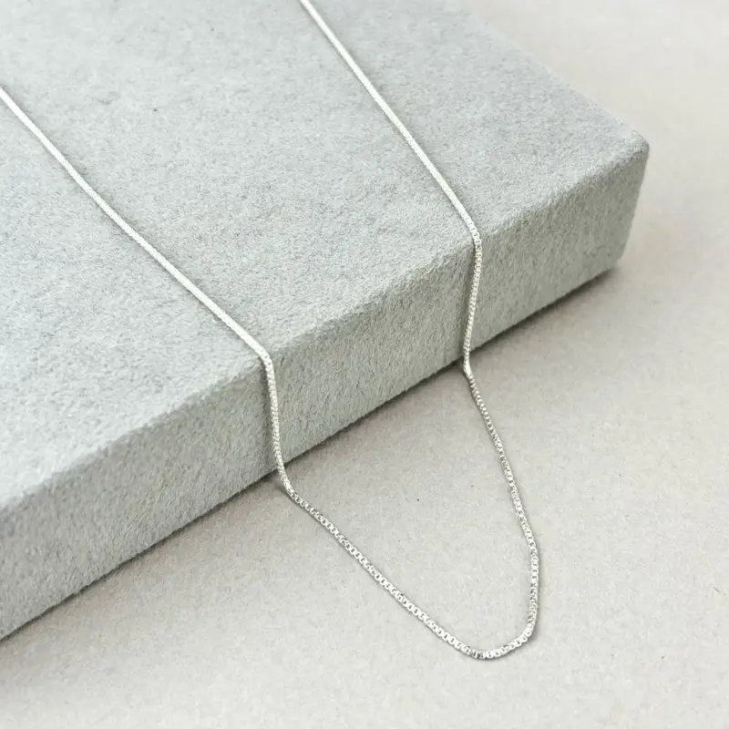 925 Sterling Silver Thin Box Chain, 20in Length