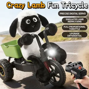 Electric Plush Sheep RC Tricycle, High Speed Drift Stunt Remote Control Car with Independent Suspension, Wheel, LED Headlight, Kids Toy Gift for Boys Girls, Outdoor Adventure Toy，Great Gift for Birthday / Christmas
