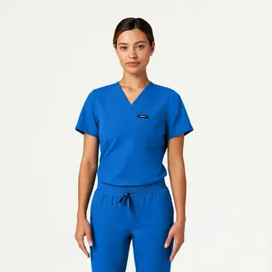 Rhena Slim Essential 1-Pocket Scrub Top - Royal Blue