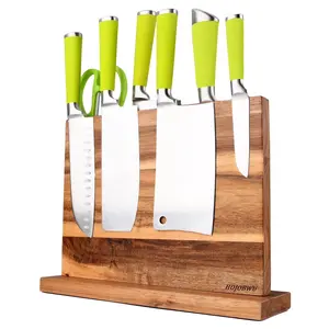 Knife Block ,Knife Storage Magnetic Knife Block Place Knife Holder Large Knife Holder Double Sided Rack for Kitchen Counter Acacia Wooden Magnetic Knife Block