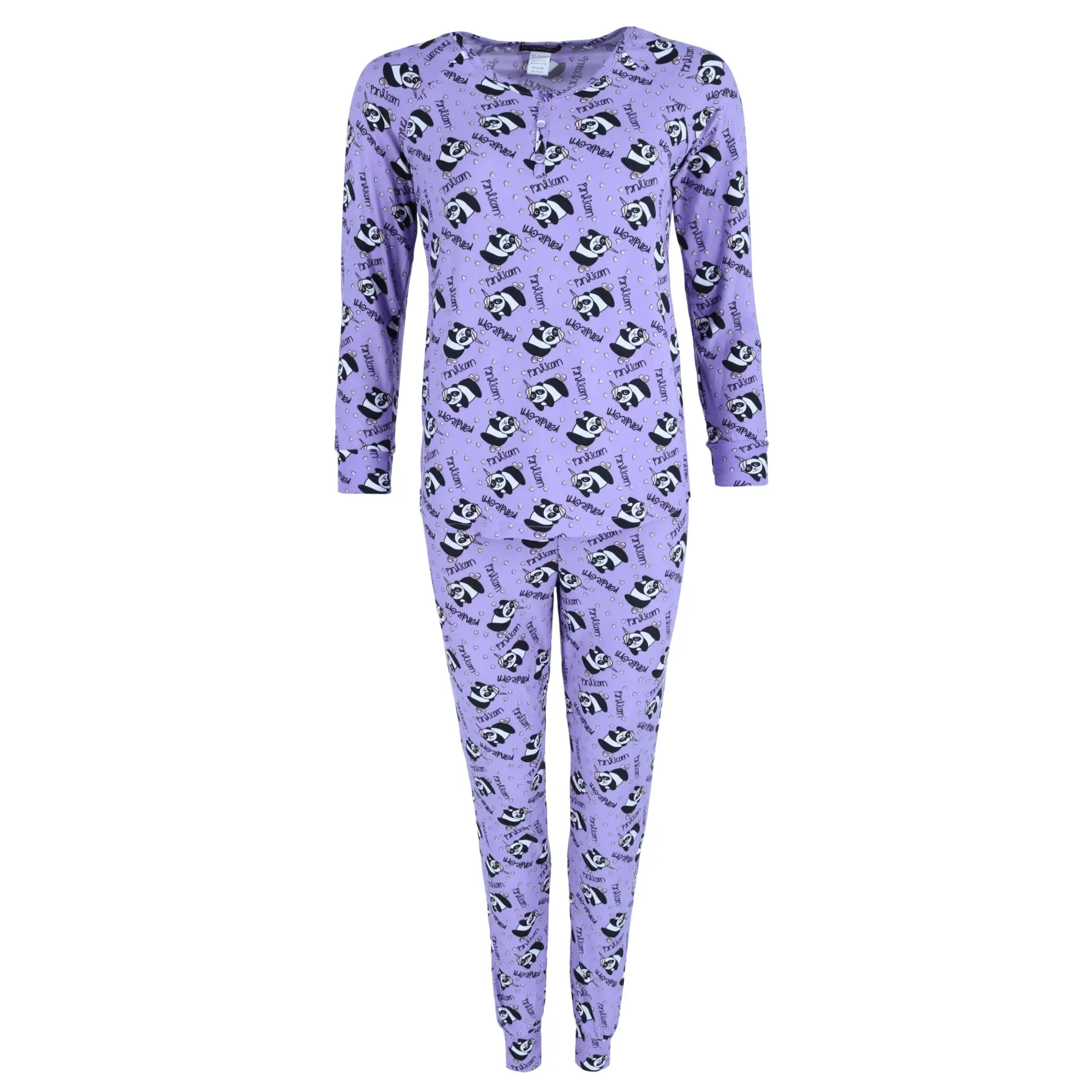 Grumpy & Gorgeous Pajama Set for Women, Soft Panda & Unicorn Print Loungewear with Long Sleeve Matching Top and Drawstring Joggers, Nightwear, Cute, Graphic, Pyjama Bottoms, Matching Sets, Embroidery