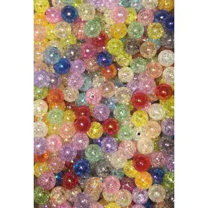 Mix Rainbow Crack Acrylic Chunky Bubblegum Beads 12mm 16mm 20mm Large Hole 3mm Jewelry Making Packs of 10 Pieces for Beadable Pens Keychains