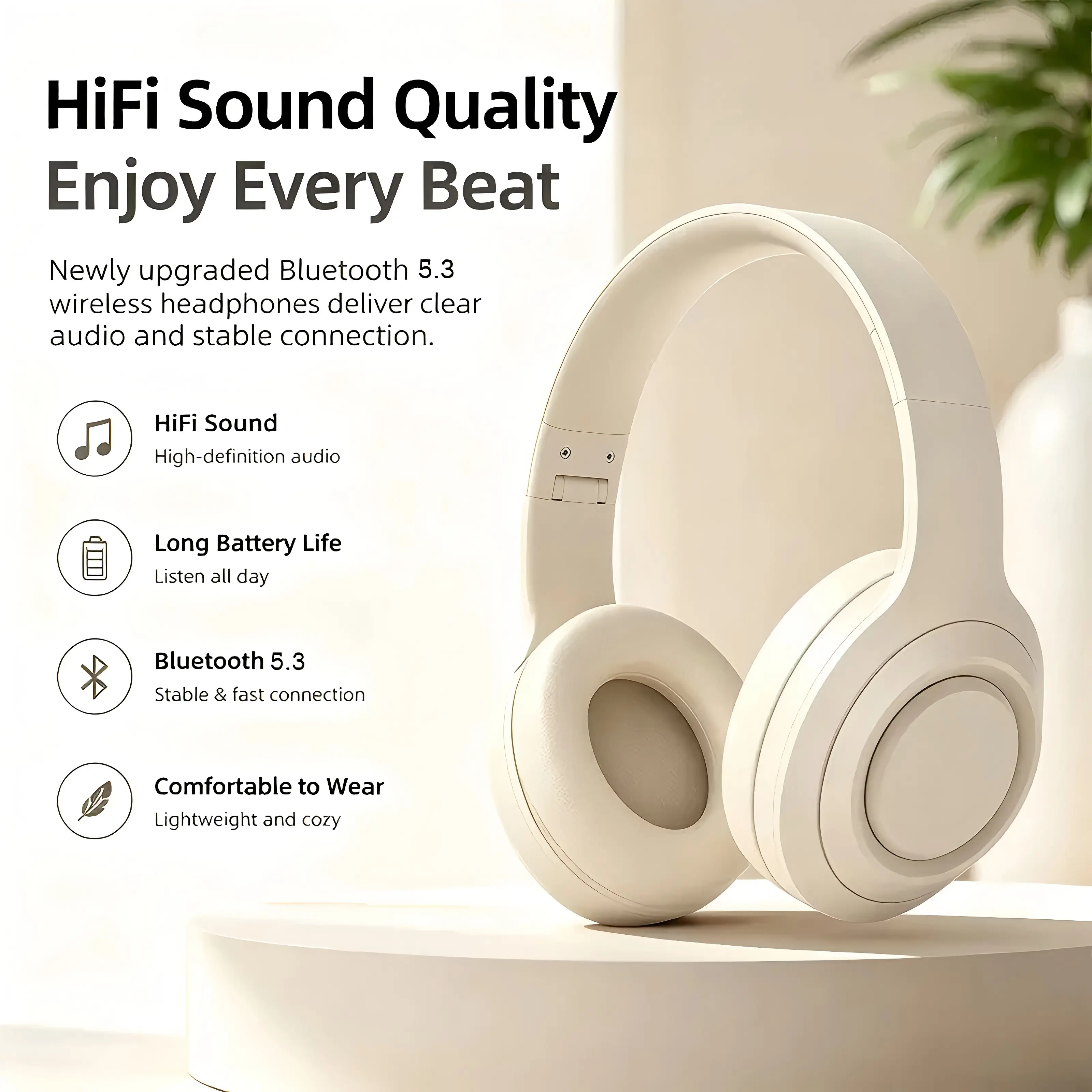 DR58 Wireless Headphones Noise Cancelling Over Ear Bluetooth Headset Long Battery Life for Travel Sports High Bass Hifi Sound Headphones,back to school,back to school haul