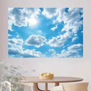 Polyester 2D Flat Banner Photography Backdrop, 1pc Blue Sky White Clouds Fresh Summer Scenery Wall Cloth - Ideal for Weddings, Birthdays - Home & Festive Party Supplies (Various Options), Birthday,summervibes