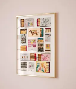 Vintage Matchbox Print Trendy Matches Poster Retro Matchbook Wall Art Bar Cart Aesthetic Print for Apartment Decor Decoration