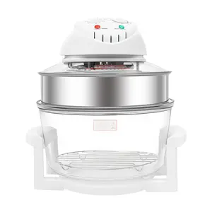 17.96Qt Glass Air Fryer with Viewing Window, Halogen Heating & Hot Air Circulation, 1200W-1400W with Dual Grills, 0-60 Min Timer for Roasting Baking Grilling, Large Capacity for Family Kitchen Party