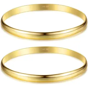 FINREZIO 1-3PCS Bracelet Bangle Bracelet for Women 6MM Plain Polished Bracelet Couple Valentines Day Gifts