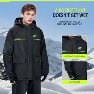 Men's Classic Motorcycle Raincoat Set, Thick Waterproof Jacket and Long Pants Two-Piece, Durable Outdoor Wear