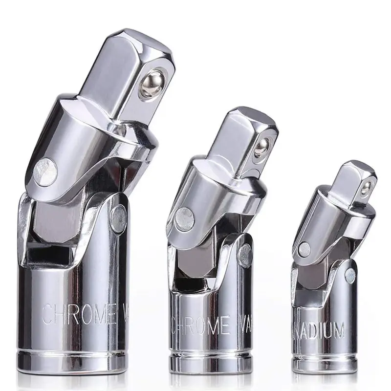 3PCS Universal Joint Socket Set, Chrome Vanadium Steel Swivel Socket Adapter Set, 1/4IN, 3/8IN, 1/2IN Drive Universal Joint Set