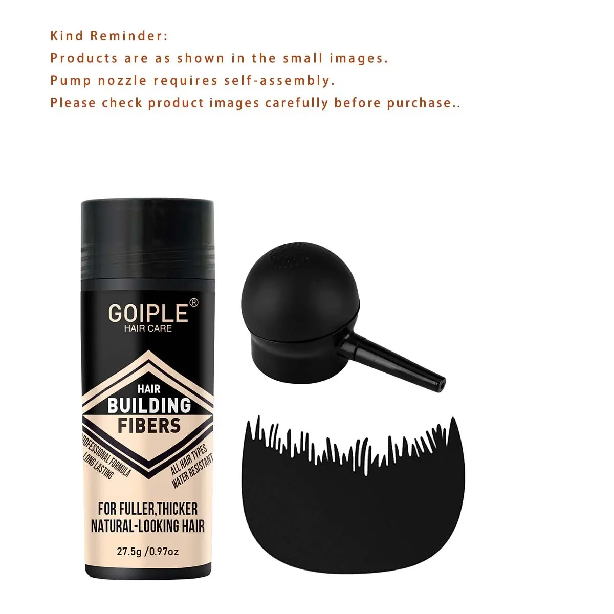 Hair Building Fibers for Thinning Hair, Suitable for Men & Women, Instantly Creates Fuller & Thicker Natural Hair Look, Ideal Alternative to Heavy Wigs & Hair Toppers, Seamless Undetectable Finish, Non-Clumping & Lightweight Texture, Easy to use