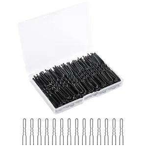 U Shaped Hair Pins, 200 Count of Buns Waved Hair Pins for Women Girls with Box for Updos  Twists, Bobby Pins Hairgrip Hair Grip Hairclip Bulk Hair Accessories (Black, 2.4 Inch)