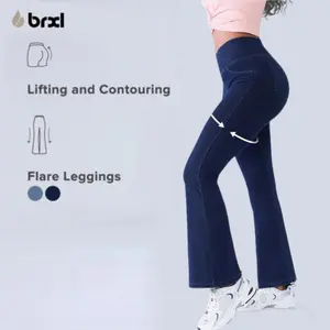BRX 【Discount for live】LKnit Crossover High Waisted Bootcut Flare Leg Workout Pants For Women-brxl-2