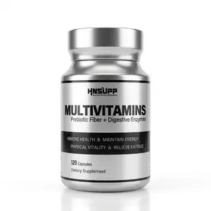 HNSUPP Multivitamin with Prebiotic Fiber & Digestive Enzymes - Immune Support & Energy Booster - 120 Tablets, Non-GMO, Vegan Healthcare Dietary Optimum Edible Optimum Bathroom Fitness Supplement
