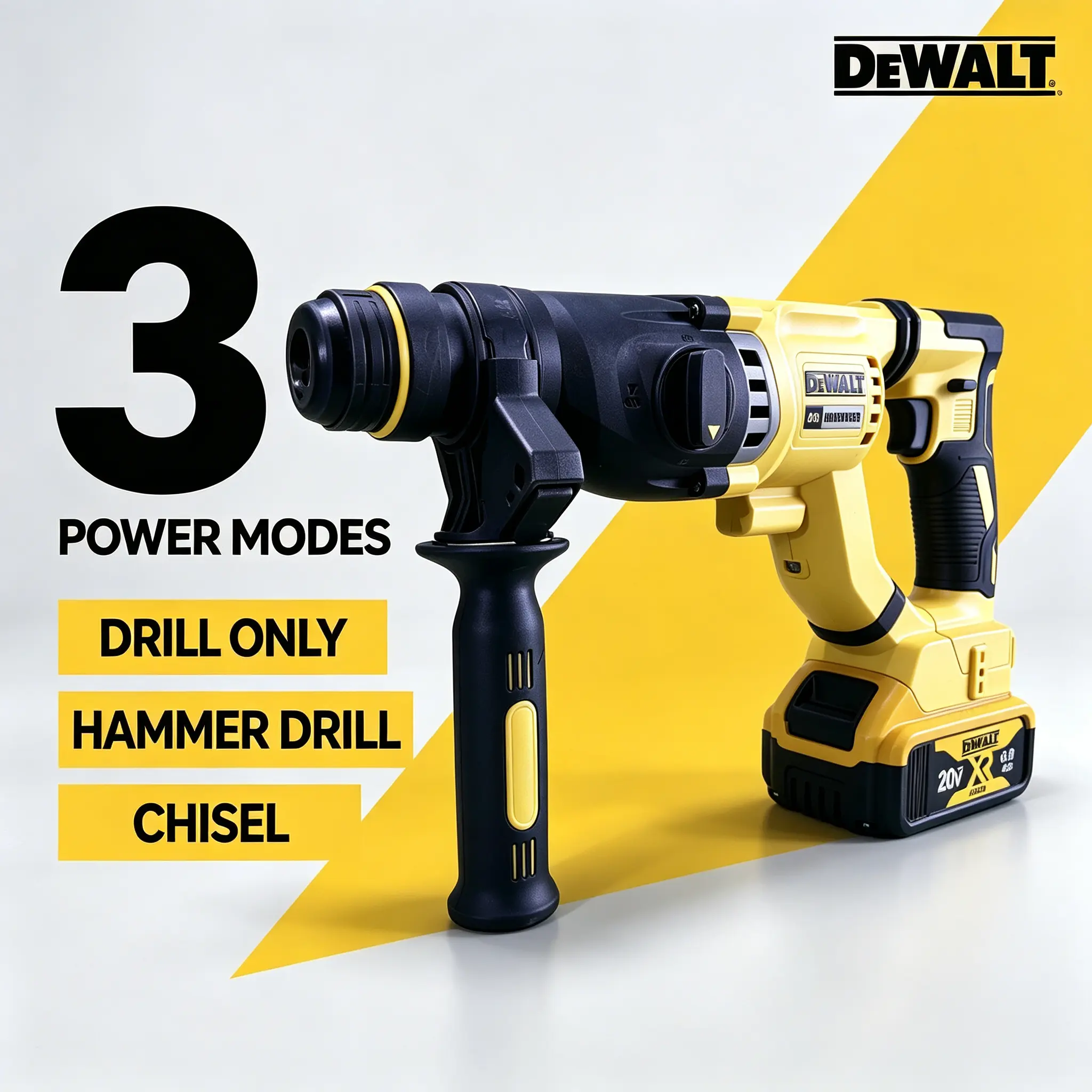Dewalt DCH263 Cordless Brushless Rotary Hammer Power Tool, for Concrete Drilling, Masonry Chiselling, Ideal for Construction, Renovation line bit compact nailer drill deck brush