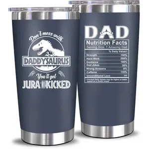 NewEleven Daddysaurus Funny Dad Tumbler – Dinosaur Design 20oz Cup, Perfect Christmas & Thanksgiving Gift for Dad, Funny Father Gift Idea