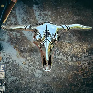 GTHIC Bighorn Bison Skull Zinc Alloy Belt Buckle Gothic Punk Jewelry Accessory for Men Women Party Wear