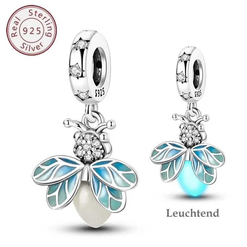 Firefly Fashion Pendants in S925 Sterling Silver for Women, DIY Charms for 3mm Bracelets & Keychains, Gift-Ready Necklace Pendant Jewelry, Valentines Day, Charms & Pendants