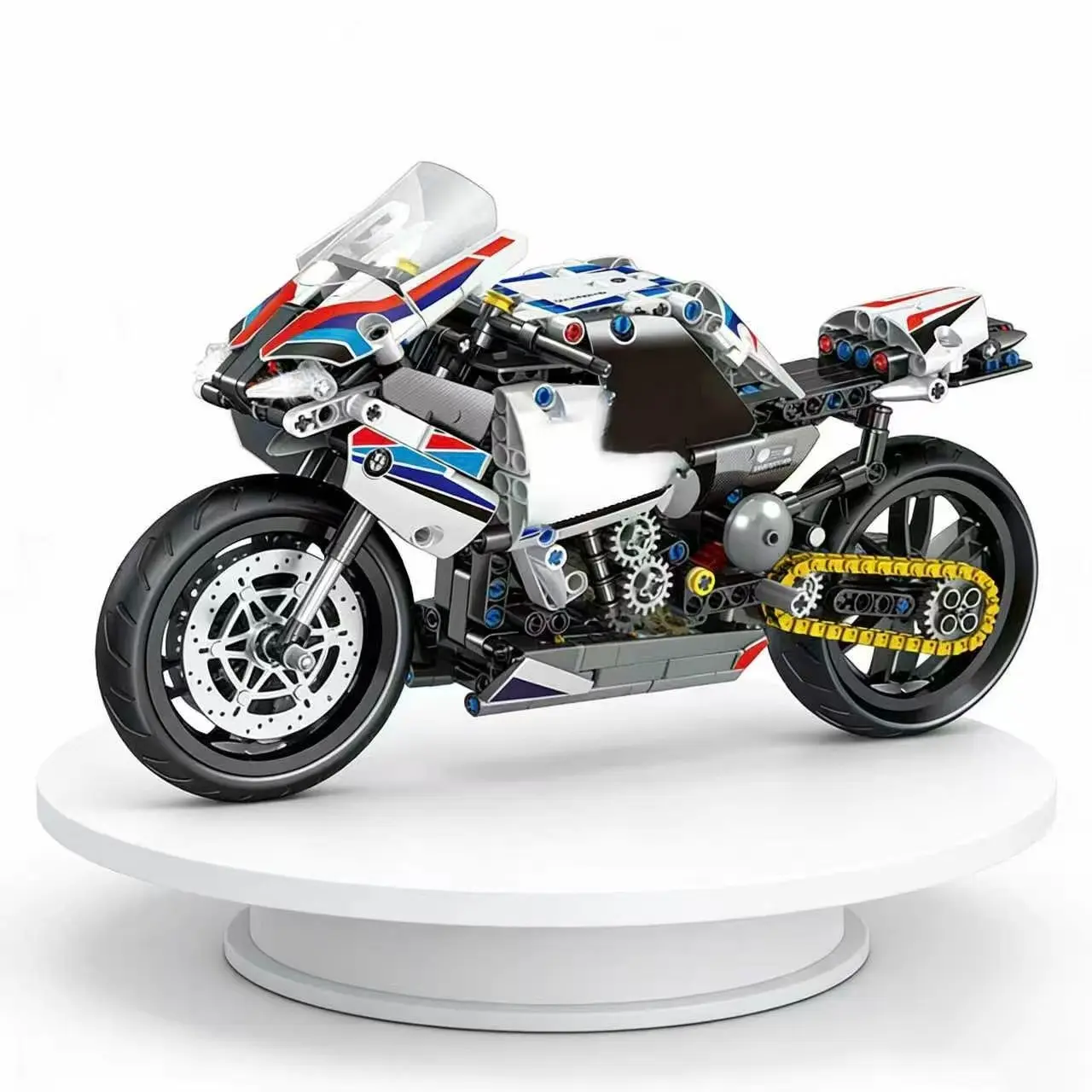 Super Sport Building Blocks Motorcycle, Openable Engine Hood, Functional Suspension, 1310 Pieces, Ideal Gift for Teens & Adults
