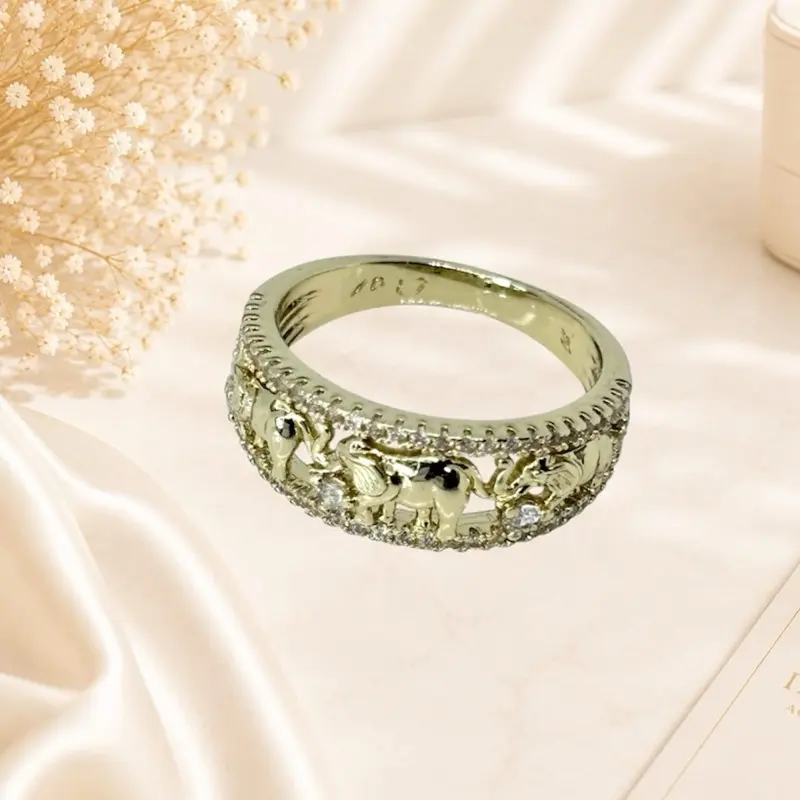 Minimalist Romantic Elegant Elephant Costume Ring, 14k Color, Size 6-10, Suitable for Everyday Wear & Casual Fashion Accessories