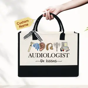 Personalized Audiologist Tote Bag - Doctor Of Audiology Bag, Audiology Graduation Gift, Hearing Test Gift, Hearing Therapist, Ear Doctor, Audiologist Gifts TQN3068TNB