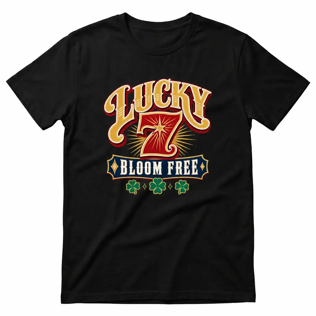 Yodutry Women's Black Lucky 7 Graphic T-Shirt, Soft Cotton Casual Tee, Lucky Number Streetwear Top